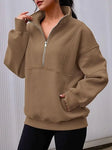 Casual Sweatshirts Half Zip Women Pullover