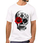 Skull Rose Retro Sugar T-Shirt Men Short Sleeve