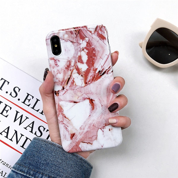 Marble case on For Coque iPhone Max Silicone Soft