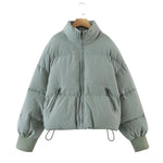 Women's Winter Stand Collar Zip Cropped Puffer Jacket