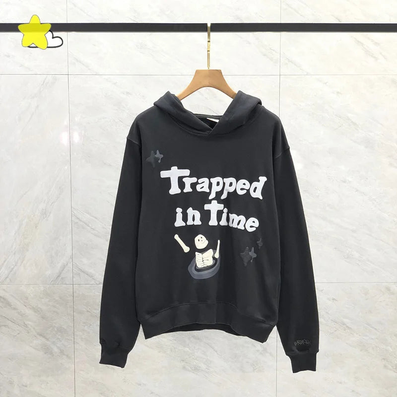 Casual Fashion Foam Print Hoodie Men High-Quality Cotton Hooded Pullover