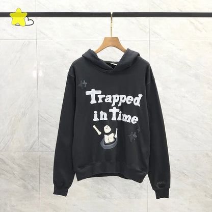 Casual Fashion Foam Print Hoodie Men High-Quality Cotton Hooded Pullover