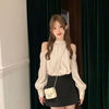 Off Shoulder Blouse Women Long Sleeve Korean Style Sweet Top