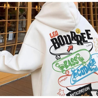 Osigrandi Lettering Skateboard Print Men Hoodie