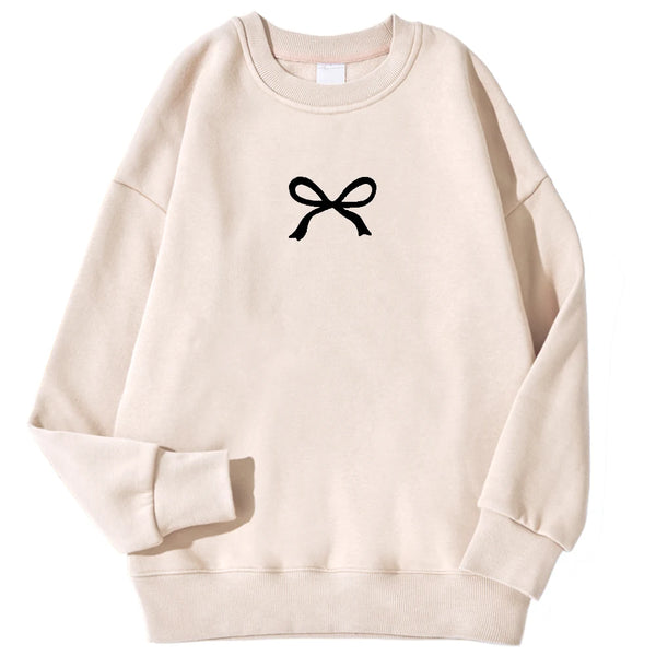 Casual Women's Sweatshirts Kawaii Bow Graphic Prints Pullover