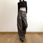 Hip-Hop Autumn Fashion Brown Retro Straight Leg Pants