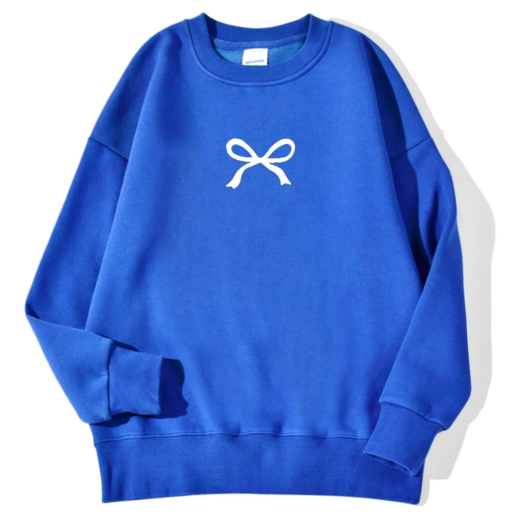 Casual Women's Sweatshirts Kawaii Bow Graphic Prints Pullover