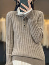 Womens Winter Merino Wool Sweater Turn Down Collar Soft Pullover