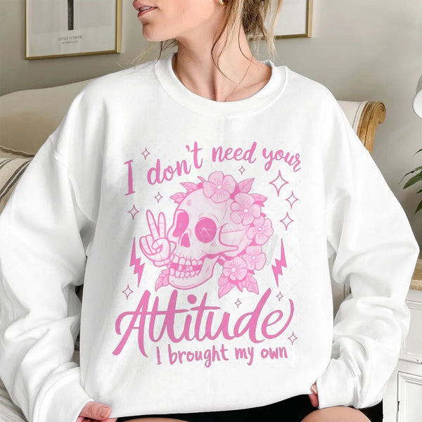 Funny Skeleton Hoodie Sarcastic ‘I Don’t Need Your Attitude’ Sweatshirt for Fall