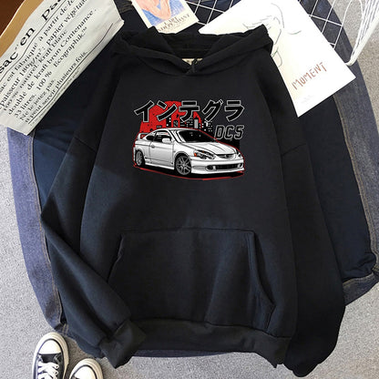 Männer Hoodies Harajuku Initial D Cartoon Pullover