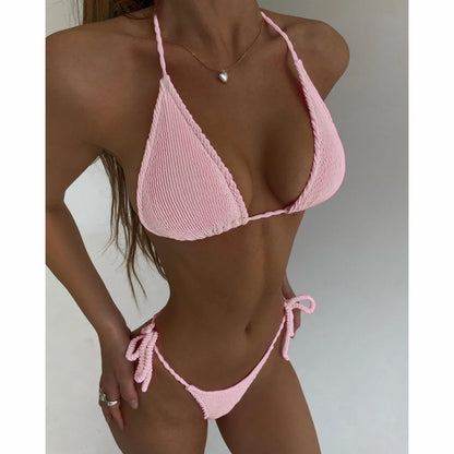 Bikini Solid Swimsuit Women Swimwear Push Up Set Bathing Suit Summer