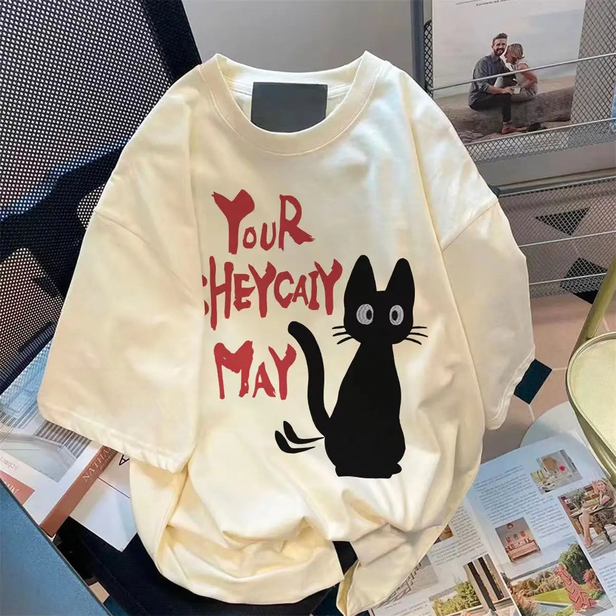 Your Levitation May Vary Cat Men T-Shirt Funny Retro Graphic