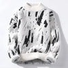 Mens Y2K Patchwork Knit Sweater Slim Fit Streetwear Pullover