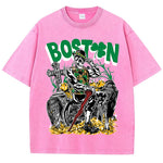 American Vintage Skeleton T-Shirt Boston New Personality