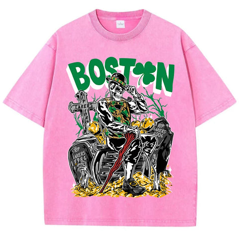 American Vintage Skeleton T-Shirt Boston Neue Persönlichkeit