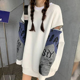 Autumn Winter Patchwork O-neck Sweatshirts Women