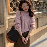 2024 Lazy Wind Twist Sweater Autumn Winter Korean