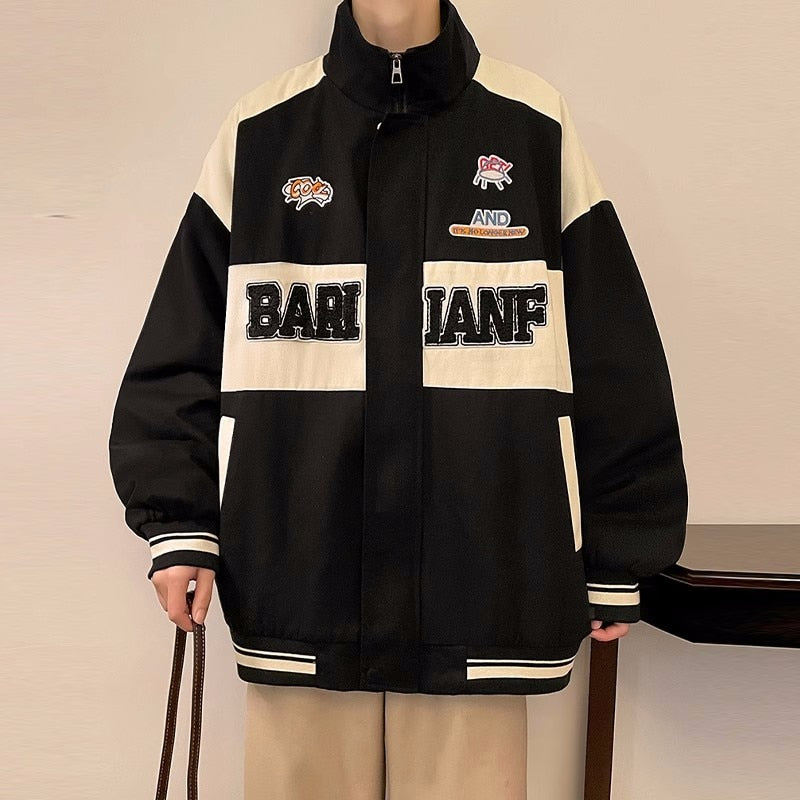 Jacket Men Letter Embroidery Varsity Streetwear Style Bomber Coat