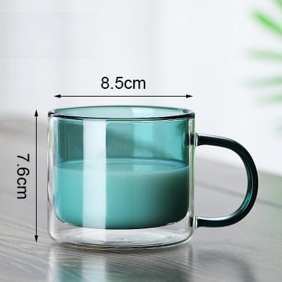 250ml Double-layer Glass Water Cups Wine Drinking Tumbler