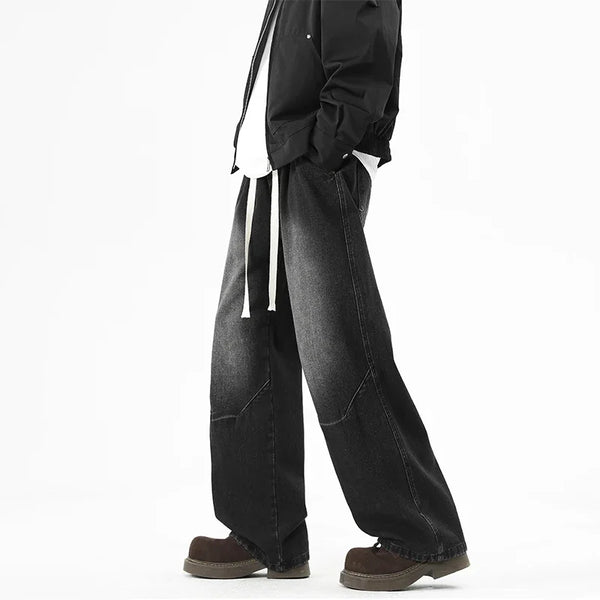 Mens Retro Wide Leg Jeans Y2K Style Loose Denim Pants Oversized