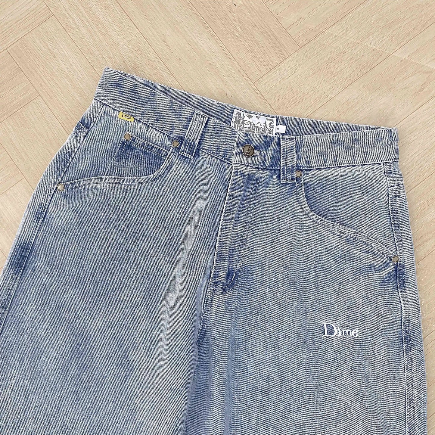 Embroidered Denim Dime Pants Baggy Y2k Skate Style Jeans