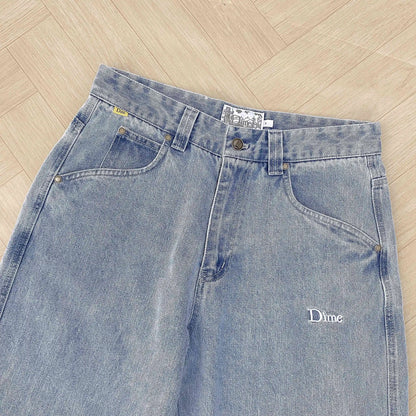 Embroidered Denim Dime Pants Baggy Y2k Skate Style Jeans