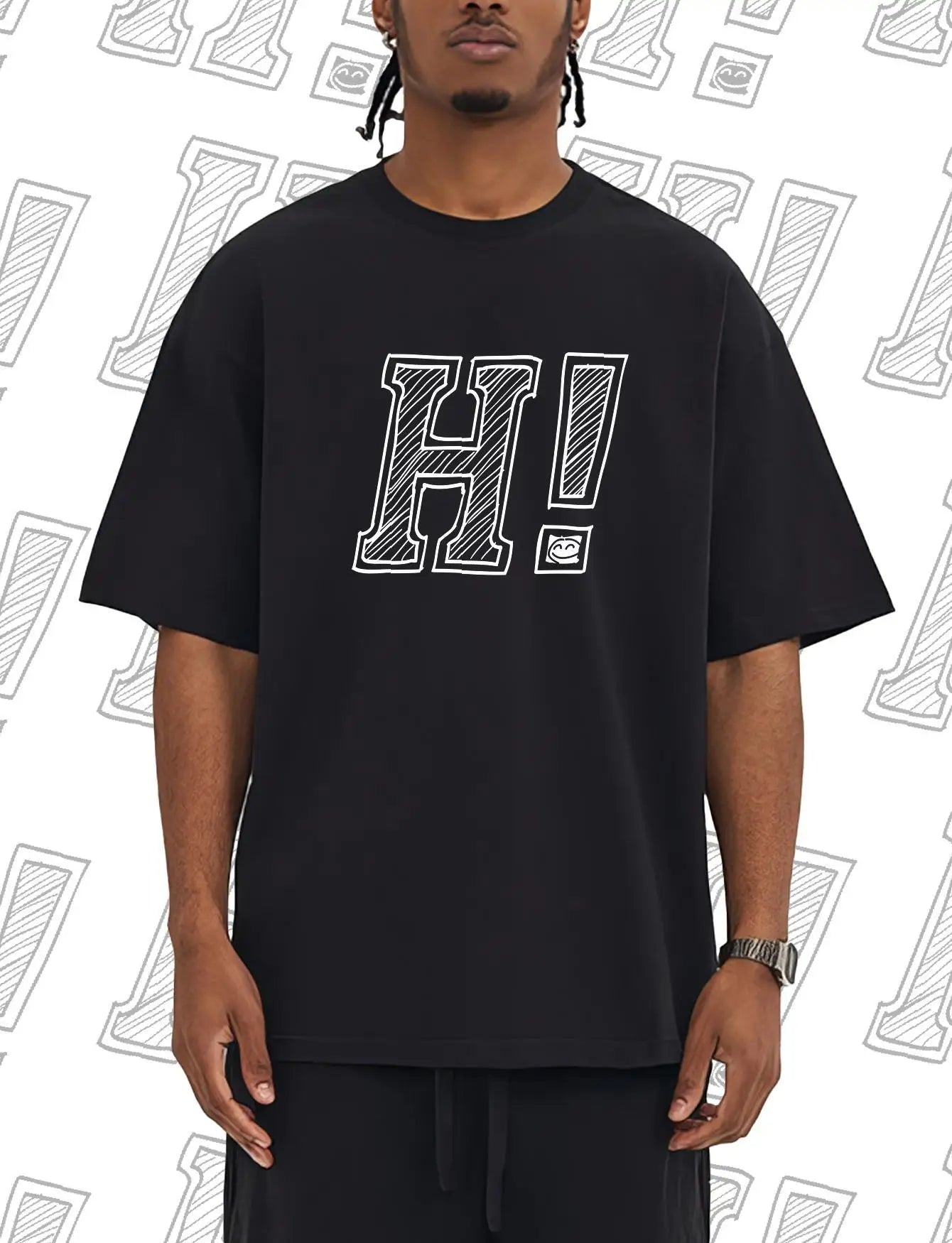 Say Hi Graphic Oversize T-shirts Casual Kpop Top Y2K Tees Streetwear