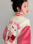Pink Hoodies Y2 Kawaii Women Luxury Design Embroidery Baseball