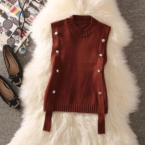 Womens Sweater Vest Knit Sleeveless Retro Y2K Preppy Crop Top Spring