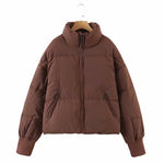 Women's Winter Stand Collar Zip Cropped Puffer Jacket