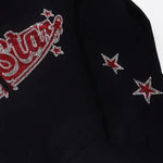 Autumn and Winter Y2K American Star Rhinestone Hooded Sweater Gothic Zipper