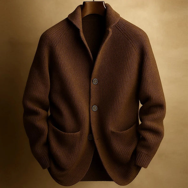 Mens Vintage Knit Cardigan Sweater Jacket Slim Fit Collared 2026