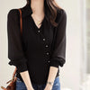 Womens Half Button Shirt Collar Long Sleeve Work Blouse Casual Top