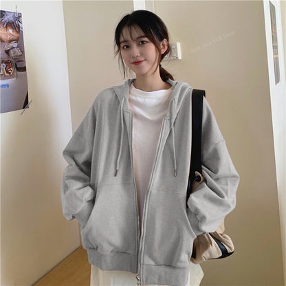 Cardigan y2k Streetwear Hoodie for Women Long Sleeve