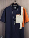 Mens Oversized T Shirt Cooling Fabric Colorblock Summer Breathable