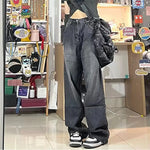 Women Vintage Streetwear Black Baggy Korean Jeans High Waist Oversize