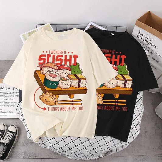 T-Shirt Harajuku Streetwear Funny Sushi Graphic