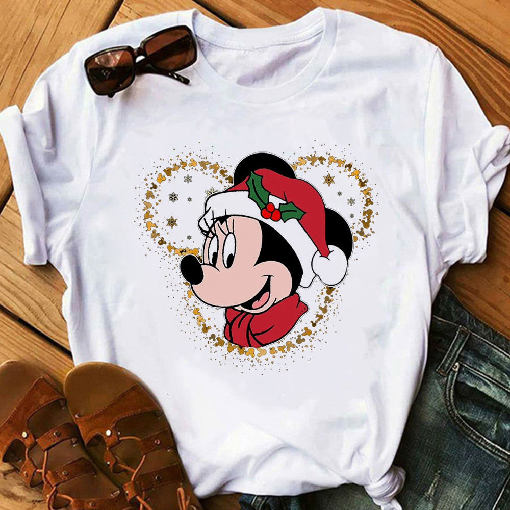 Lustiges süßes Weihnachts-T-Shirt für Damen mit Cartoon-Aufdruck