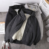 Coat Plush Jackets Solid Color Velvet Thick Warm Winter Hoodies Coat Zipper