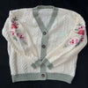 Cardigan for Women Flower Embroidered Knitted Sweater Y2k Girl Vintage