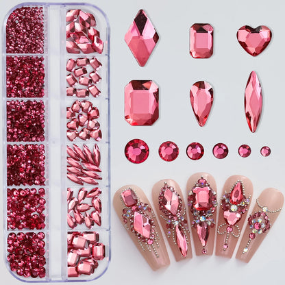 Pink Mixed Nail Rhinestone