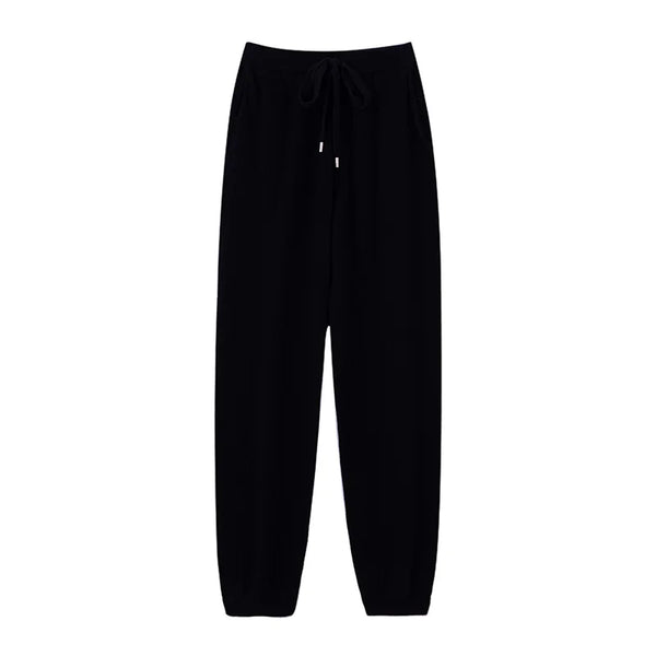 Womens Wool Jogger Pants High Waist Cashmere Knit Lounge