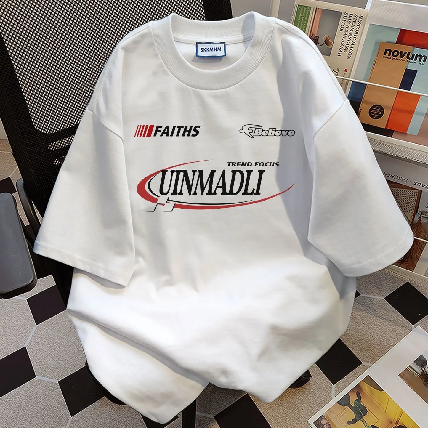 Men's American Hip-Hop Retro Letter Print Loose Casual T-Shirt