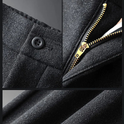 Autumn Winter Men's Straight Leg Long Daily Pants Thicken Casual