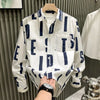 Mens Vintage Graphic Shirt Oversized Button Up Long Sleeve Casual