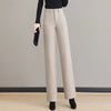 Womens Wool Blend Wide Leg Pants High Waist Straight Fall Trousers