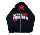 Y2K Revival Men Vintage Gothic Hoodies with Star Letter Prints