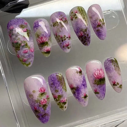 Summer Floral Short Fake Nail Tips