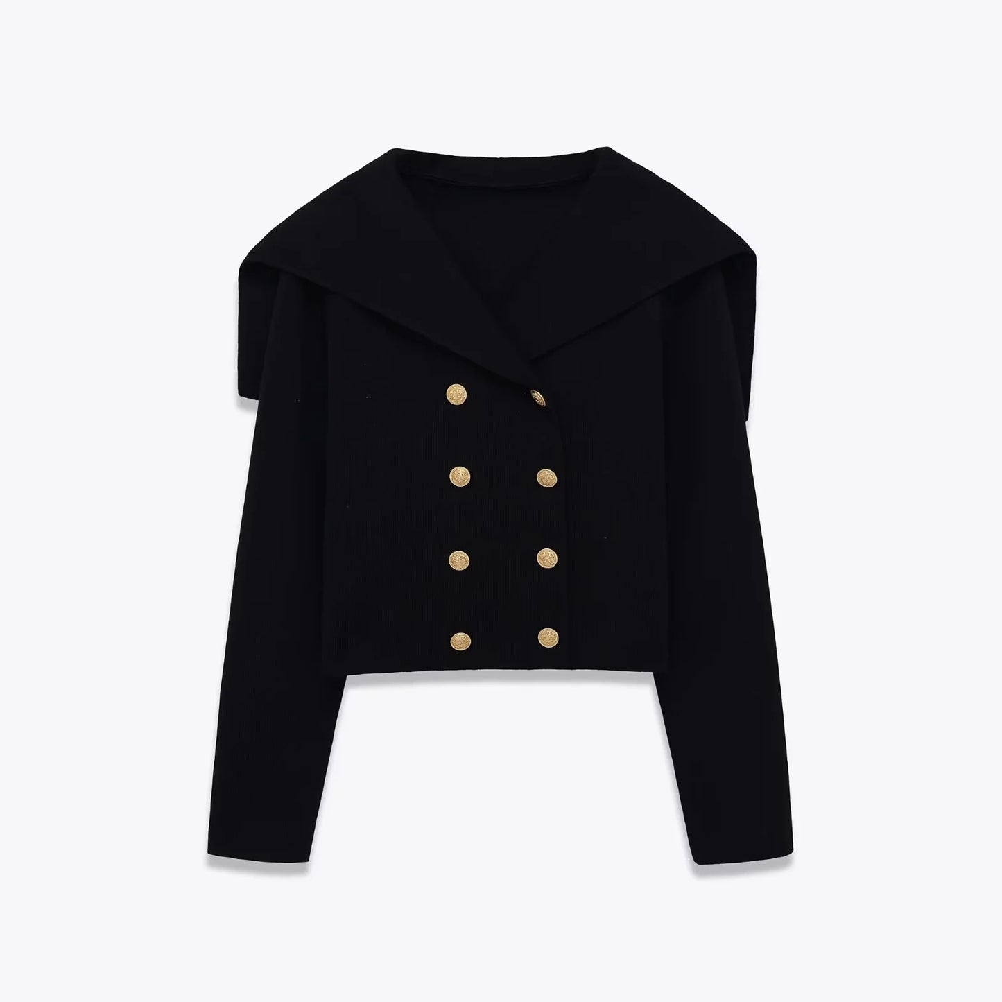 Women's Double Breasted Knit Jacket - Short Casual Blazer