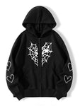 Fashionable and Casual Women's Spider Web Print Hoodie for Autumn